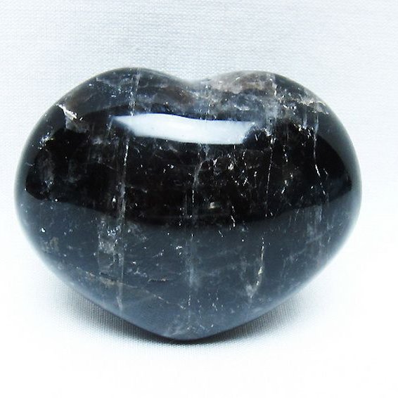 モリオン 純天然 黒水晶 ハート 置物[T375-5094]