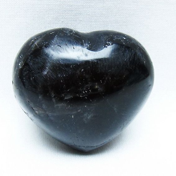 モリオン 純天然 黒水晶 ハート 置物 [t375-5098]