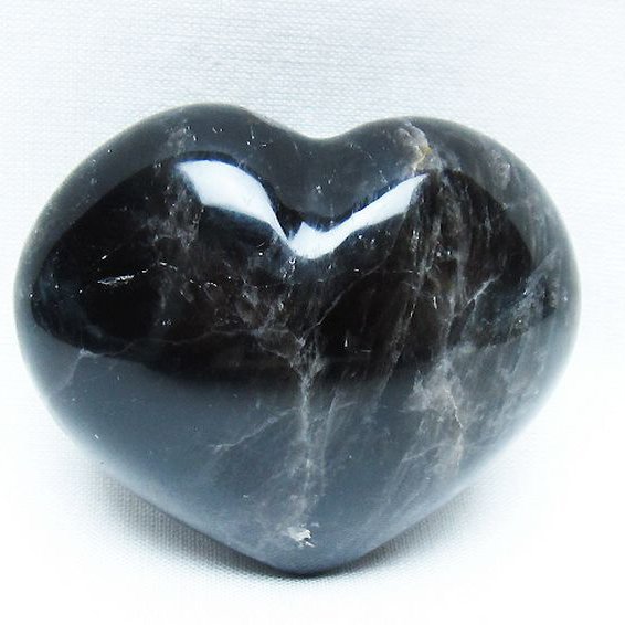 モリオン 純天然 黒水晶 ハート 置物 [t375-5102]