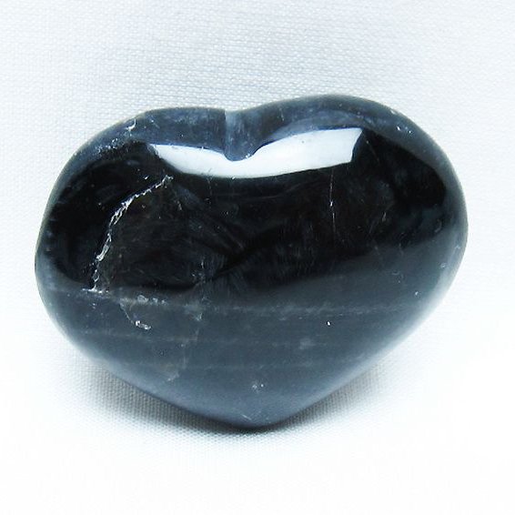 モリオン 純天然 黒水晶 ハート 置物[T375-5110]