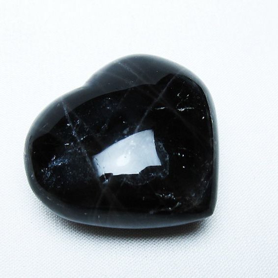 モリオン 純天然 黒水晶 ハート 置物 [t375-5131]