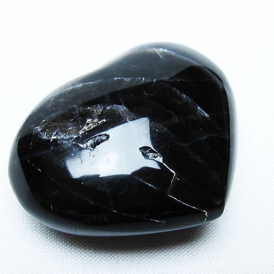 モリオン 純天然 黒水晶 ハート 置物 [t375-5135]