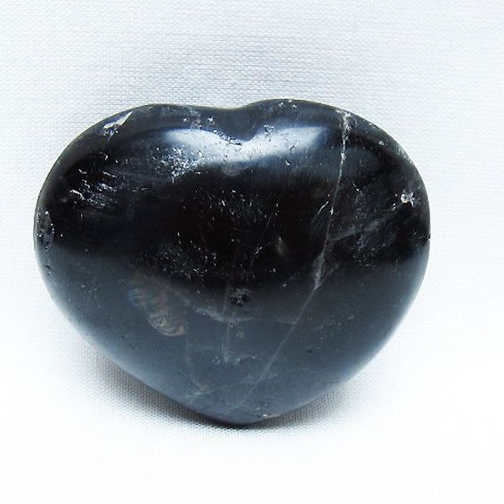 モリオン 純天然 黒水晶 ハート 置物[T375-5151]