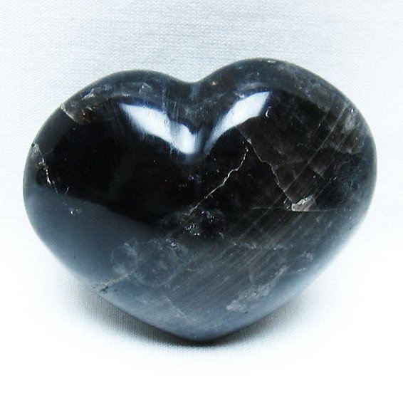 モリオン 純天然 黒水晶 ハート 置物[T375-5154]