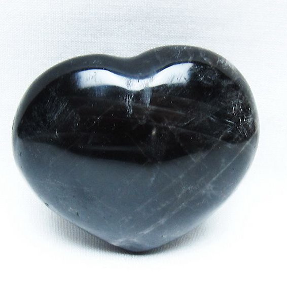 モリオン 純天然 黒水晶 ハート 置物 [t375-5171]