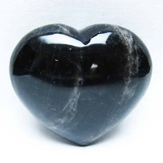 モリオン 純天然 黒水晶 ハート 置物 [t375-5192]
