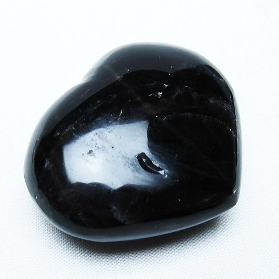 モリオン 純天然 黒水晶 ハート 置物 [t375-5215]