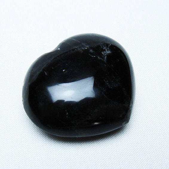 モリオン 純天然 黒水晶 ハート 置物[T375-5235]