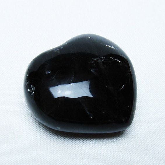 モリオン 純天然 黒水晶 ハート 置物[T375-5263]
