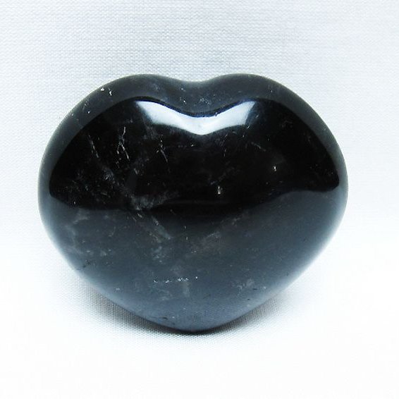モリオン 純天然 黒水晶 ハート 置物 [t375-5286]