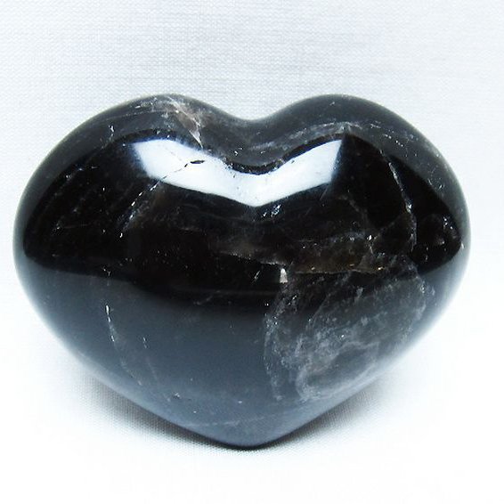 モリオン 純天然 黒水晶 ハート 置物[T375-5296]