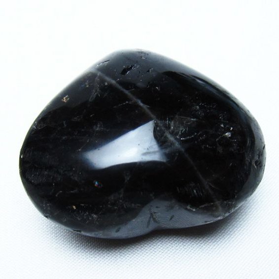 モリオン 純天然 黒水晶 ハート 置物 [t375-5484]