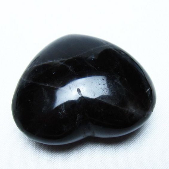 モリオン 純天然 黒水晶 ハート 置物 [t375-5485]