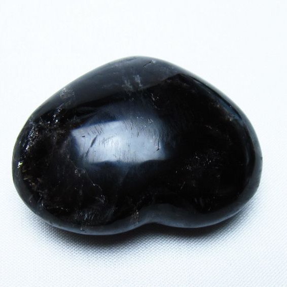 モリオン 純天然 黒水晶 ハート 置物 [t375-5494]