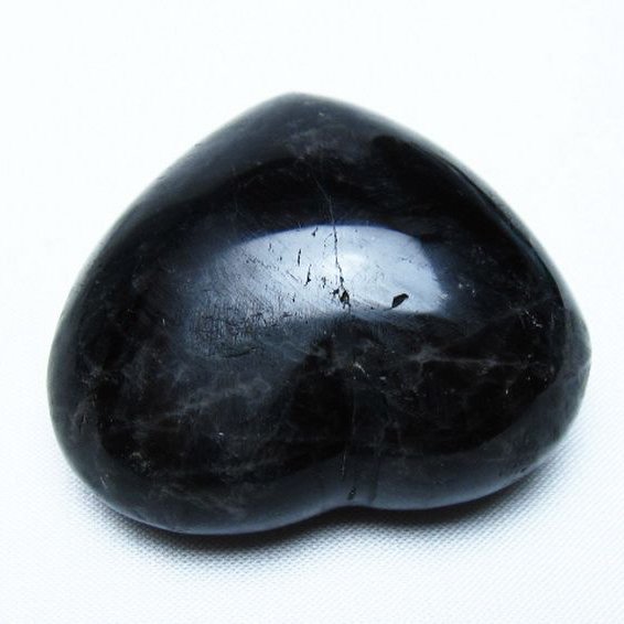 モリオン 純天然 黒水晶 ハート 置物 [t375-5498]