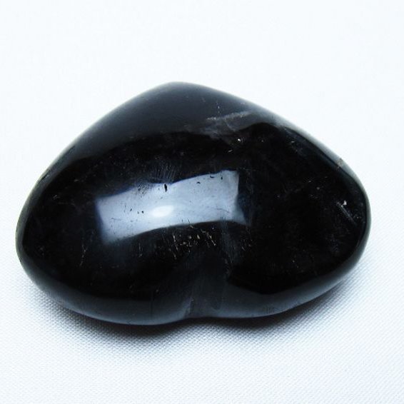 モリオン 純天然 黒水晶 ハート 置物 [t375-5503]