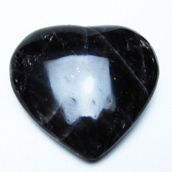 モリオン 純天然 黒水晶 ハート 置物 [t375-5525]