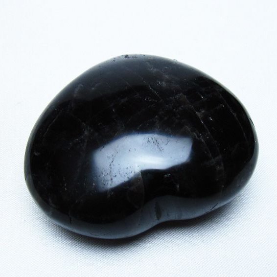 モリオン 純天然 黒水晶 ハート 置物 [t375-5531]