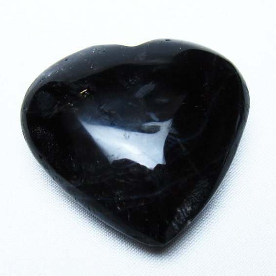 モリオン 純天然 黒水晶 ハート 置物 [t375-5551]