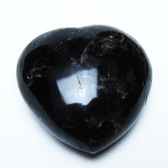 モリオン 純天然 黒水晶 ハート 置物 [t375-5553]