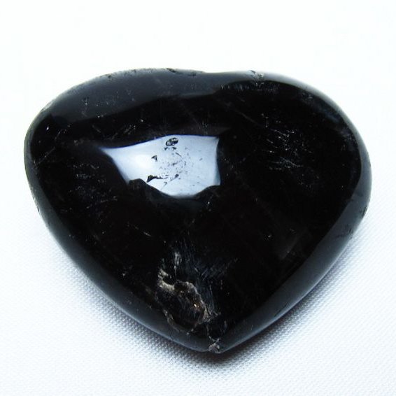 モリオン 純天然 黒水晶 ハート 置物 [t375-5556]