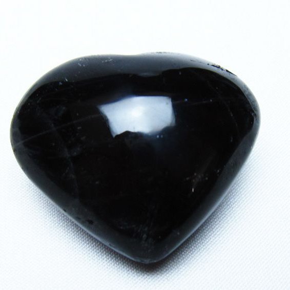 モリオン 純天然 黒水晶 ハート 置物 [t375-5557]