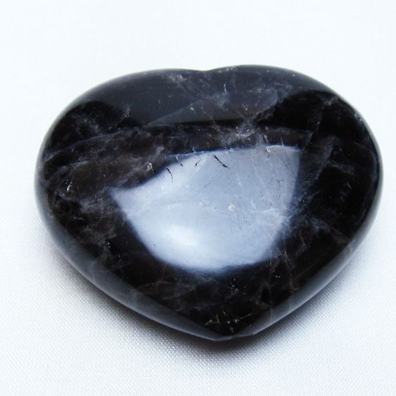 モリオン 純天然 黒水晶 ハート 置物 [t375-5763]