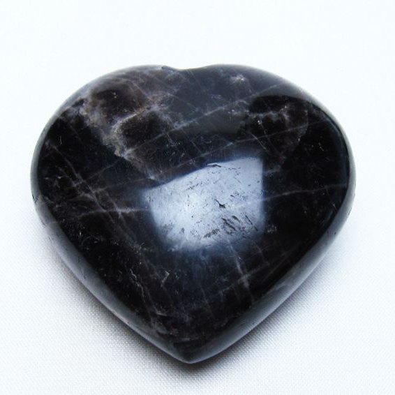 モリオン 純天然 黒水晶 ハート 置物 [t375-5764]