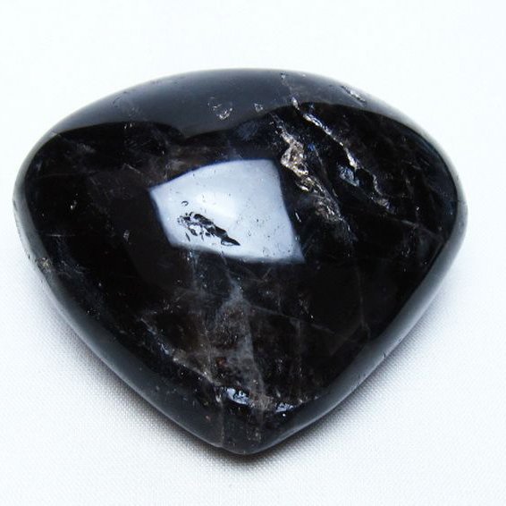 モリオン 純天然 黒水晶 ハート 置物 [t375-5769]