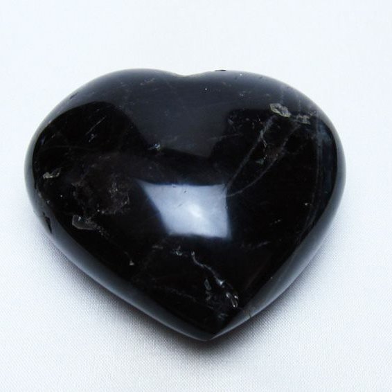 モリオン 純天然 黒水晶 ハート 置物 [t375-5770]