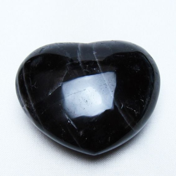 モリオン 純天然 黒水晶 ハート 置物 [t375-5776]