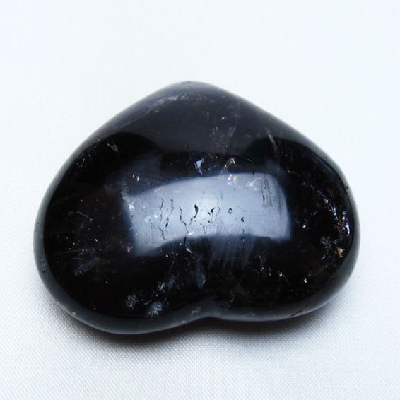 モリオン 純天然 黒水晶 ハート 置物 [t375-5778]