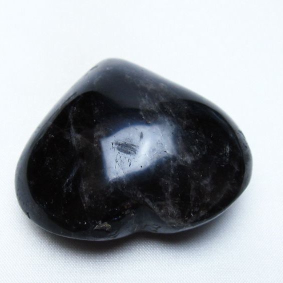 モリオン 純天然 黒水晶 ハート 置物 [t375-5783]