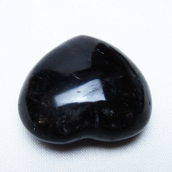 モリオン 純天然 黒水晶 ハート 置物 [t375-5828]