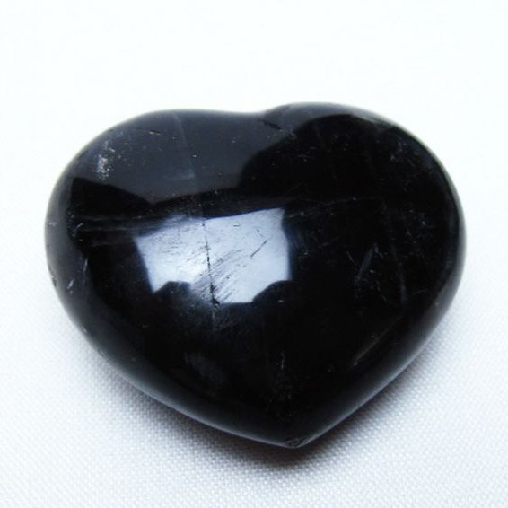 モリオン 純天然 黒水晶 ハート 置物 [t375-5831]