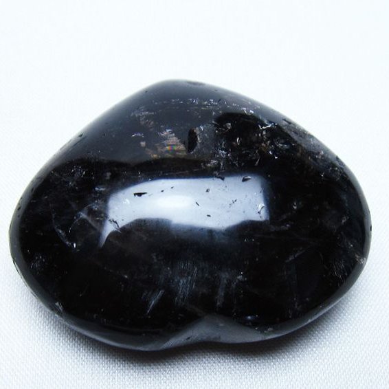 モリオン 純天然 黒水晶 ハート 置物 [t375-5842]