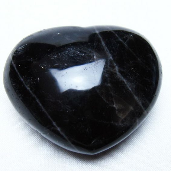 モリオン 純天然 黒水晶 ハート 置物 [t375-5850]