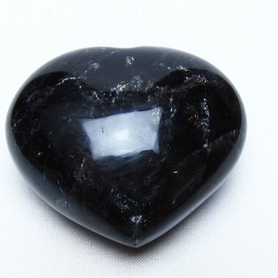 モリオン 純天然 黒水晶 ハート 置物 [t375-5854]