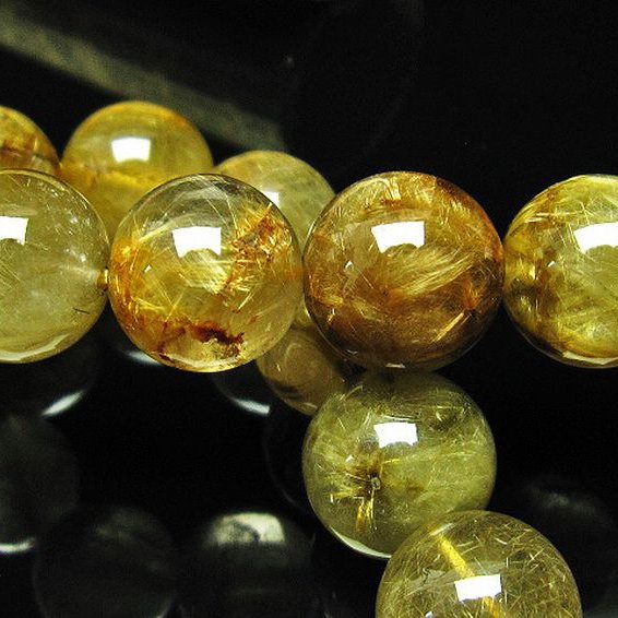 放射ルチルクォーツ（金針ルチル水晶） ブレスレット 13mm [T38-1080]