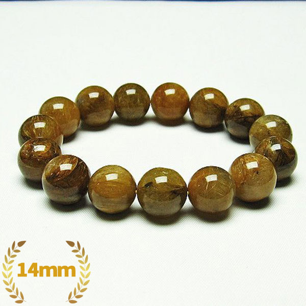 放射金針ルチル水晶 ブレスレット 14mm [T38-1239]