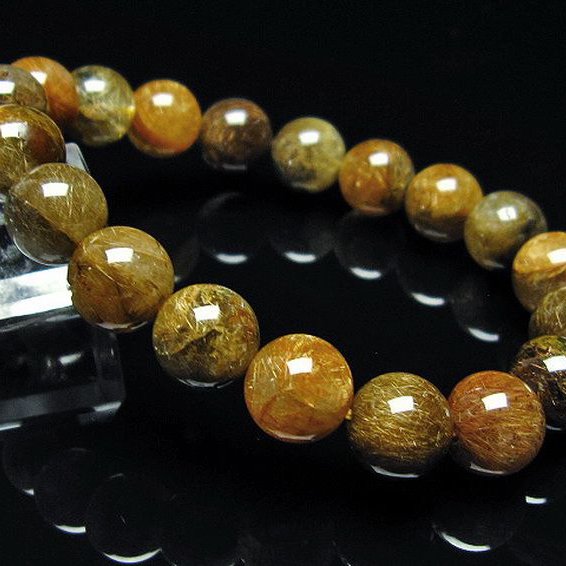 放射金針ルチル水晶 ブレスレット 10mm [T38-1305]