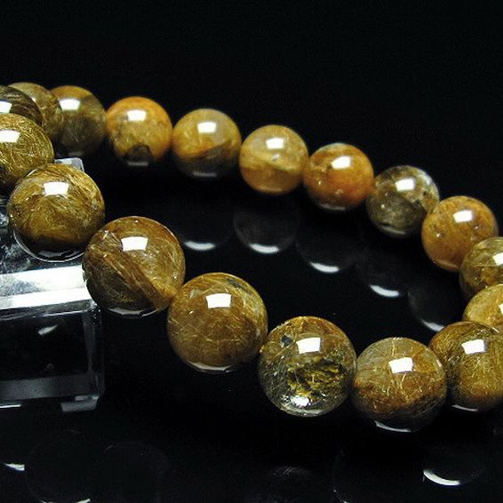 放射金針ルチル水晶 ブレスレット 11mm [T38-1313]