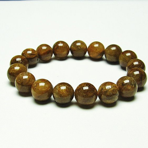 放射金針ルチル水晶 ブレスレット 12mm [T38-1318]