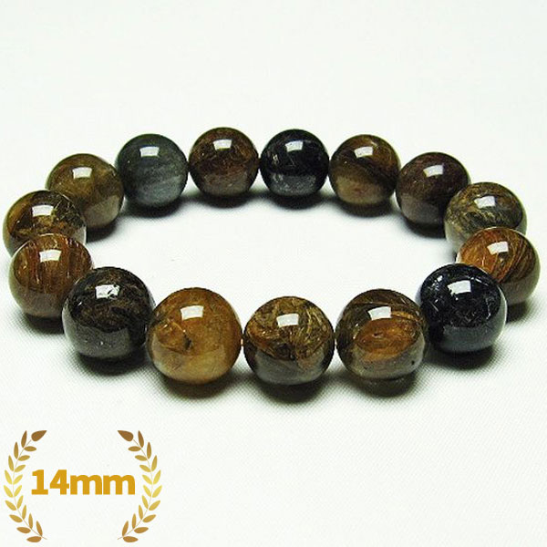 放射金針ルチル水晶 ブレスレット 14mm [T38-1323]