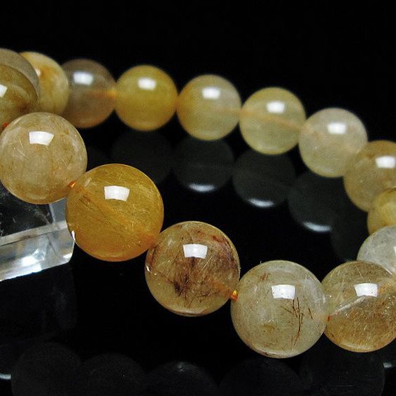 放射金針ルチル水晶 ブレスレット 12mm [t38-1367]