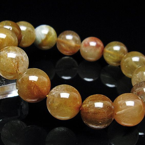 放射金針ルチル水晶 ブレスレット 15mm [t38-1387]