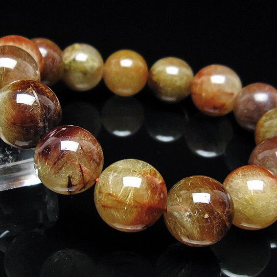 放射金針ルチル水晶 ブレスレット 14mm [t38-1390]