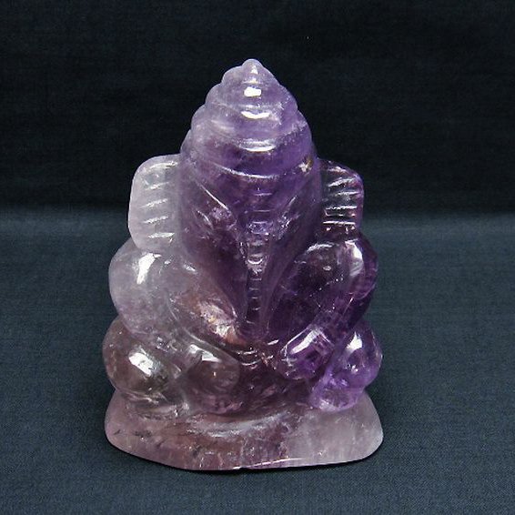 アメジスト ガネーシャ 彫刻品 置物[T42-465]