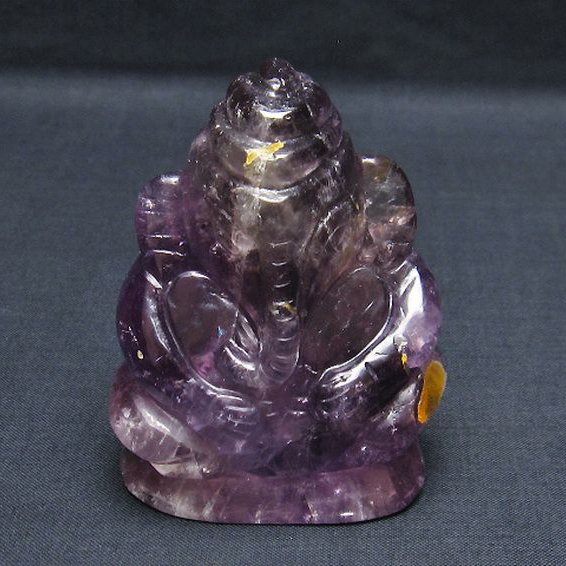 アメジスト ガネーシャ 彫刻品  置物[T42-484]