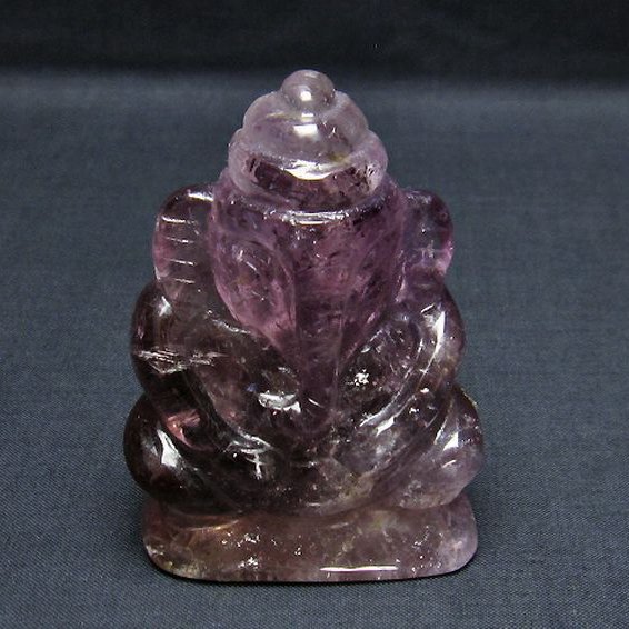 アメジスト ガネーシャ 彫刻品 置物 [t42-486]
